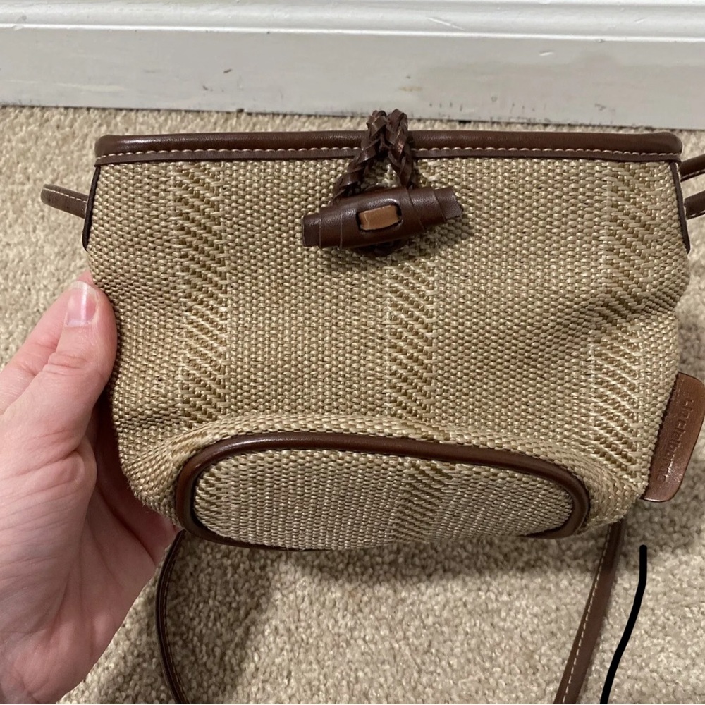 LIZ CLAIBORNE Beige And Brown Rattan Crossbody Bag Purse Shoulder Bag - Picture 5 of 11